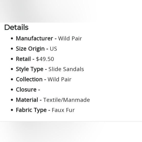 Wild Pair Paiyge Cozy Platform Slide Faux Fur Sandals Gold Chain Charm US 6.5 - Picture 8 of 14